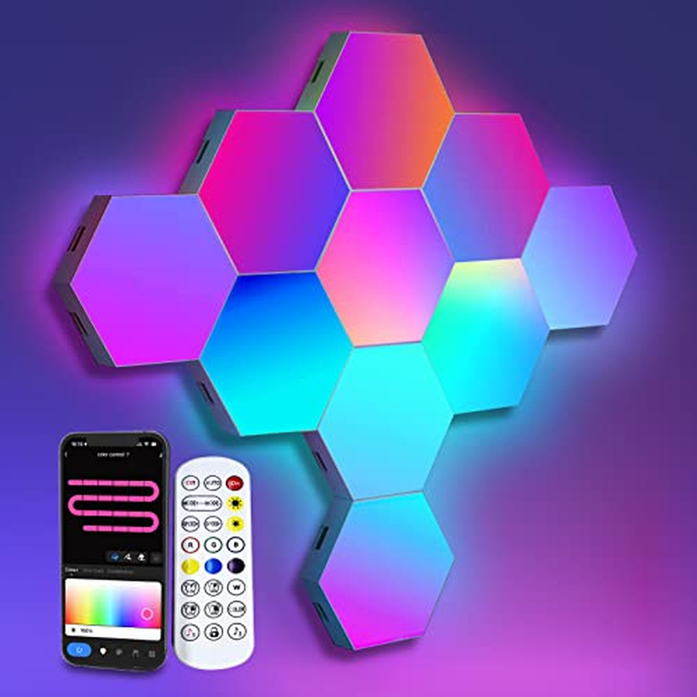 LED Hexagon Lights, Smart Home LED nástěnná světla Spolupracují s Alexa Google Assistant, RGBIC Gaming Lights pro herní nastaven